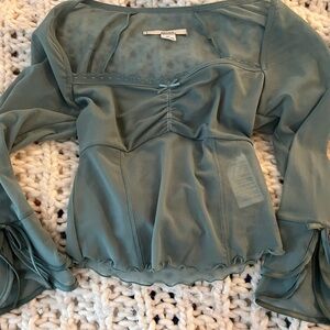 Xhilaration Sage Green Long Sleeve Peplum Top